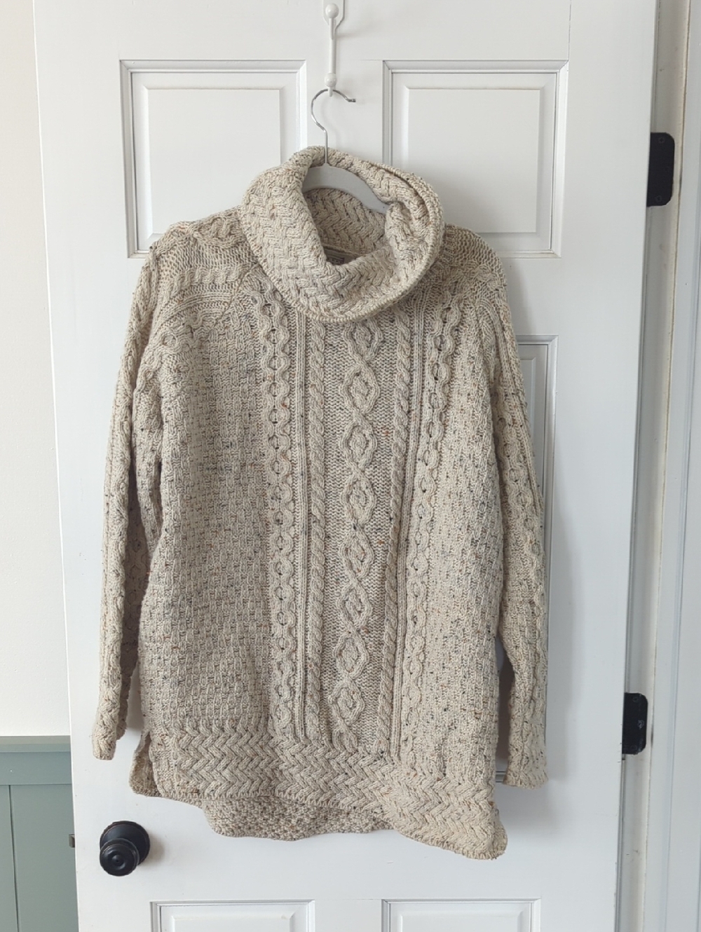Aran Sweater Market Ireland Wool Cable Knit Turtleneck Sweater - Cream
